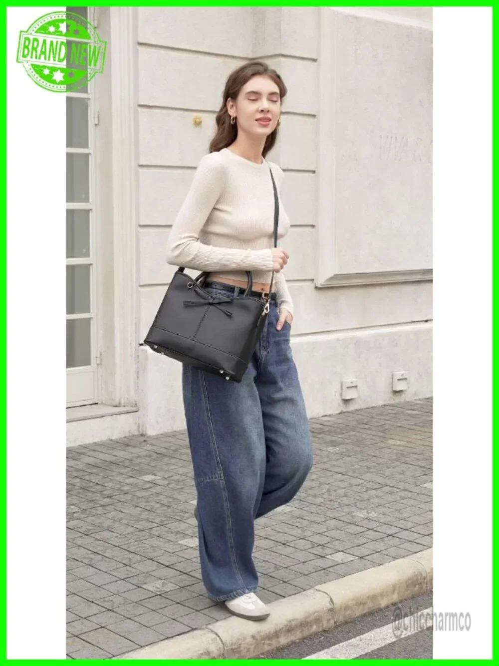 Vegan Leather Structured Satchel Tote with Detachable Crossbody Strap